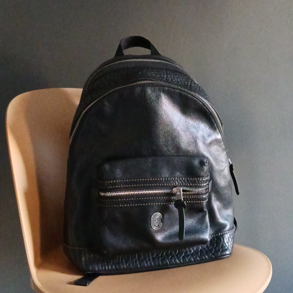 Coach Academy Genuine Leather Black.backpack